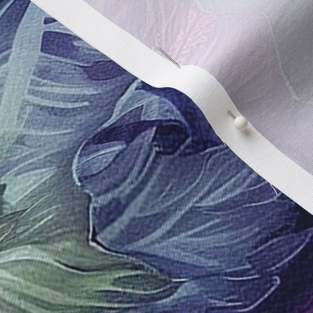 Watercolor Hibiscus (Dark I) Lightweight Cotton Twill Printed Fabric by Studio Ten Design