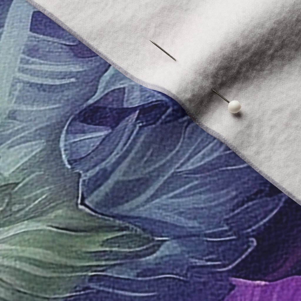 Watercolor Hibiscus (Dark I) Performance Velvet Printed Fabric by Studio Ten Design