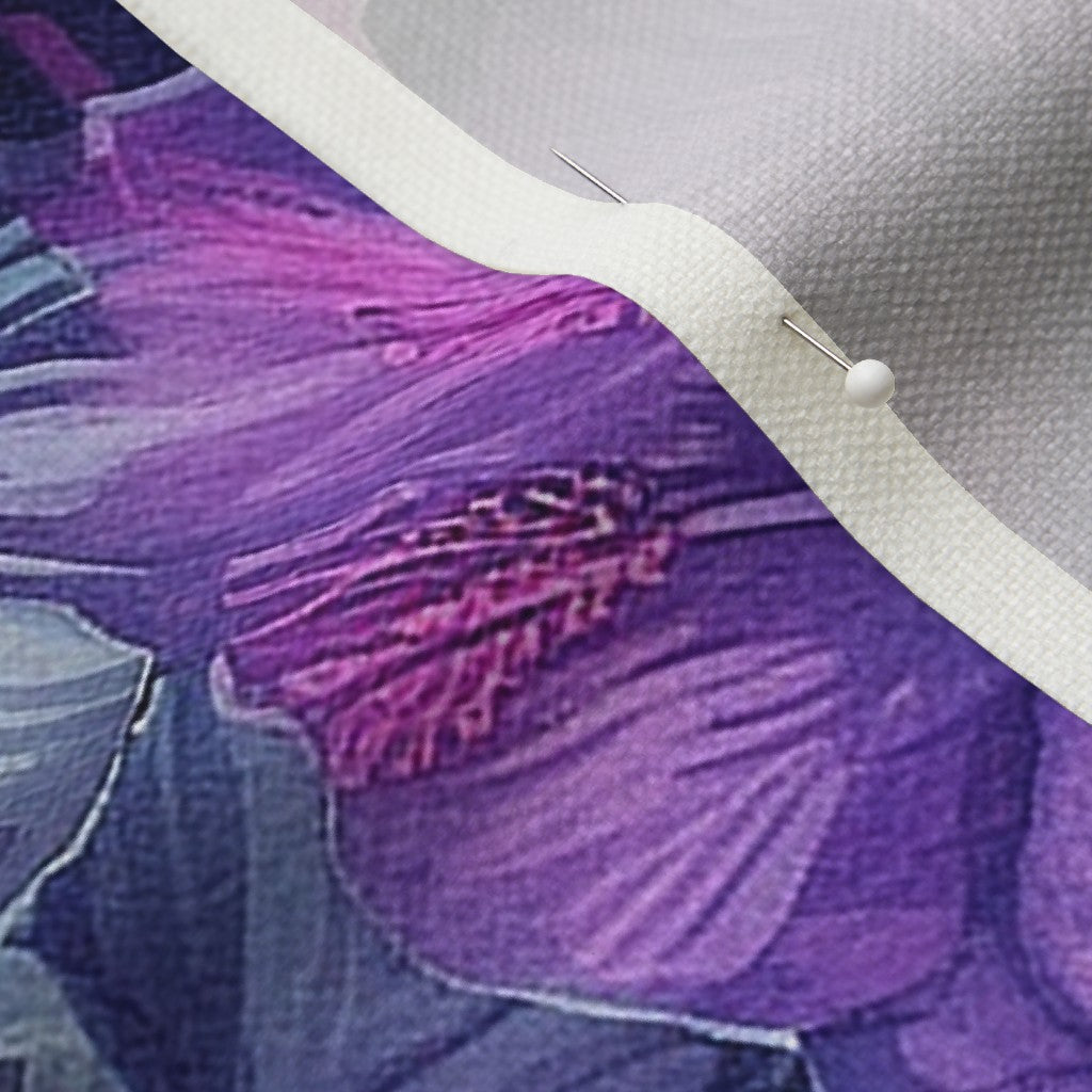 Watercolor Hibiscus (Dark I) Performance Linen Printed Fabric by Studio Ten Design