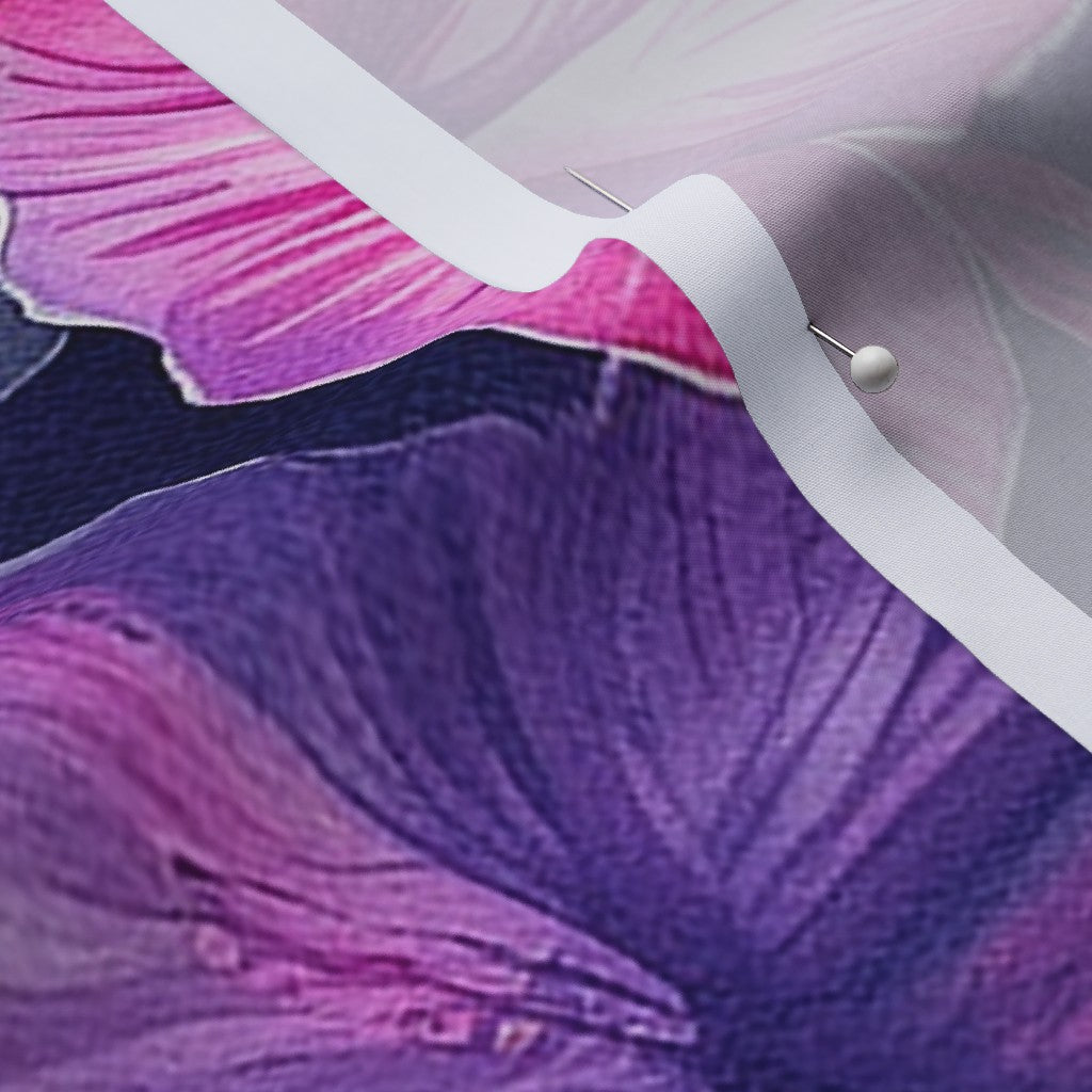 Watercolor Hibiscus (Dark I) Cotton Lawn Printed Fabric by Studio Ten Design