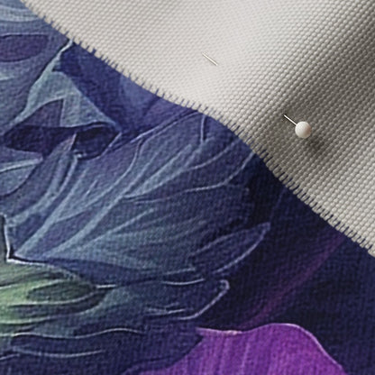 Watercolor Hibiscus (Dark I) Cypress Cotton Canvas Printed Fabric by Studio Ten Design