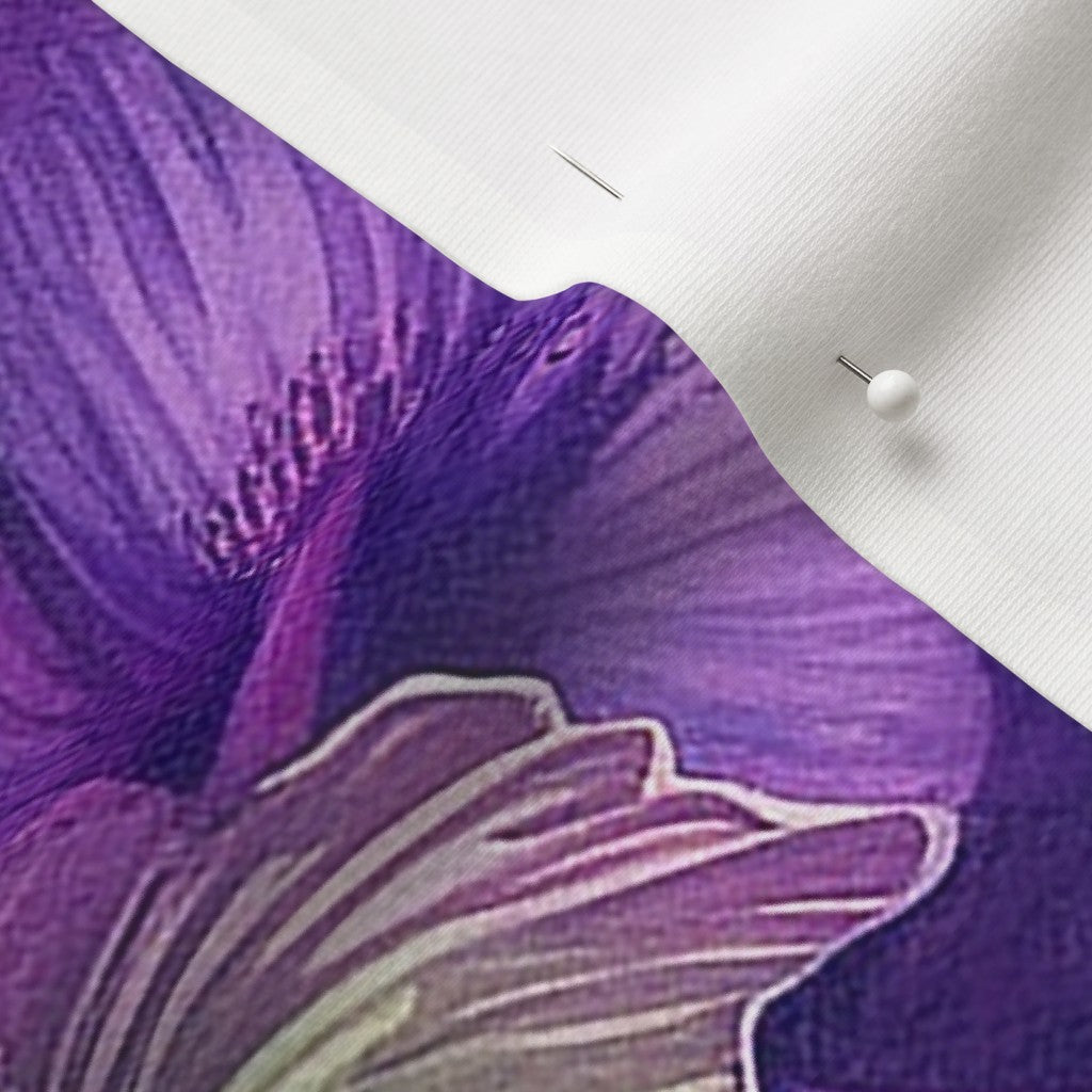 Watercolor Hibiscus (Dark I) Organic Cotton Knit Printed Fabric by Studio Ten Design