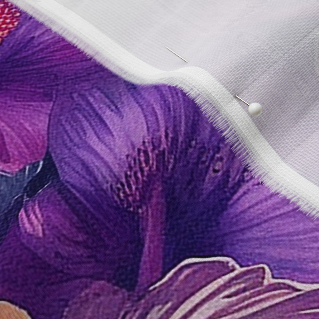 Watercolor Hibiscus (Dark I) Organic Sweet Pea Gauze Printed Fabric by Studio Ten Design