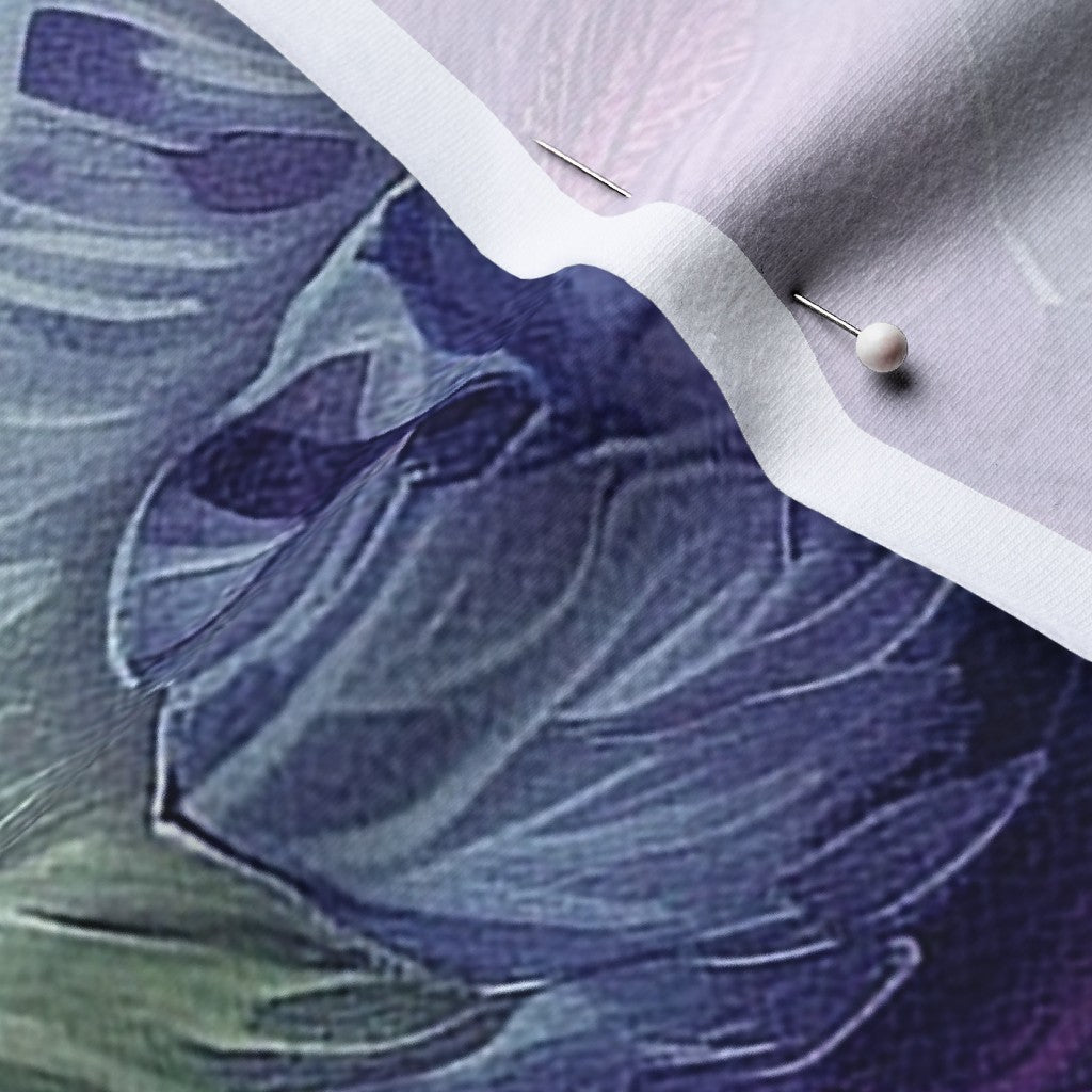 Watercolor Hibiscus (Dark I) Cotton Spandex Jersey Printed Fabric by Studio Ten Design