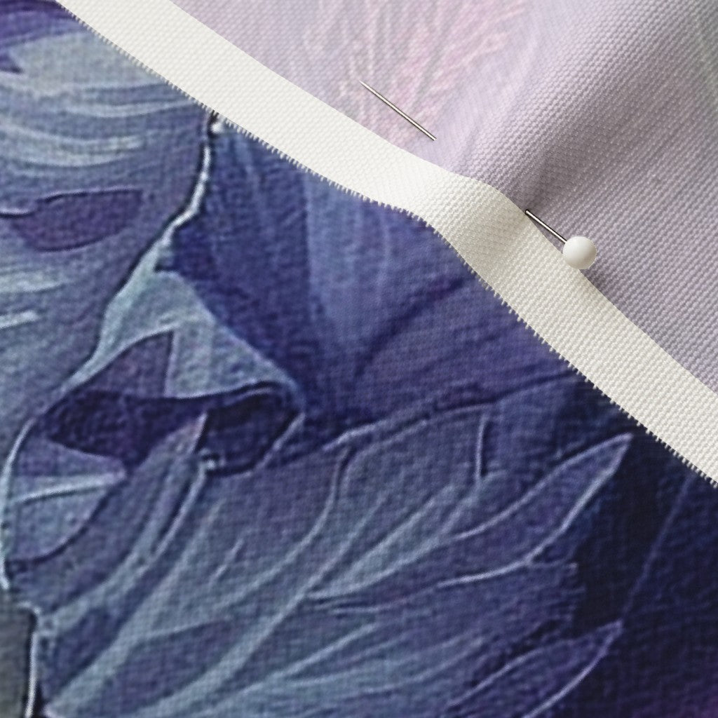 Watercolor Hibiscus (Dark I) Linen Cotton Canvas Printed Fabric by Studio Ten Design