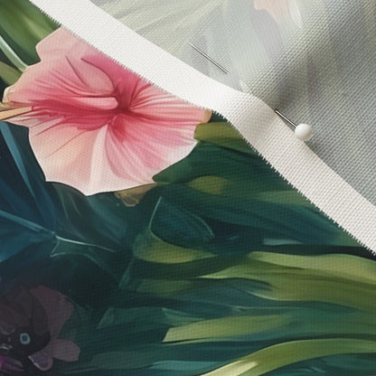 Tropical Jungle (Dark 1) Linen Cotton Canvas Printed Fabric by Studio Ten Design