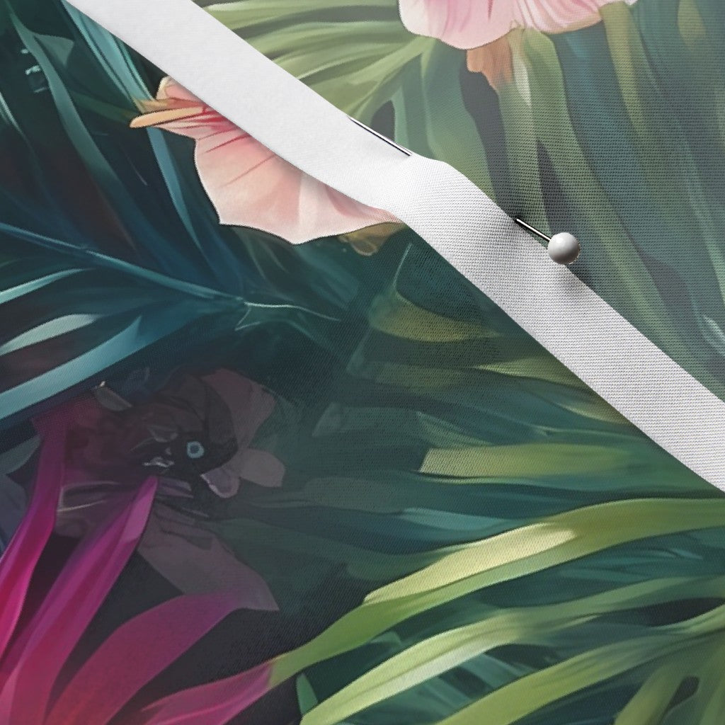 Tropical Jungle (Dark 1) Satin Printed Fabric by Studio Ten Design