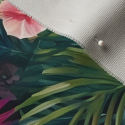 Tropical Jungle (Dark 1) Cypress Cotton Canvas Printed Fabric by Studio Ten Design