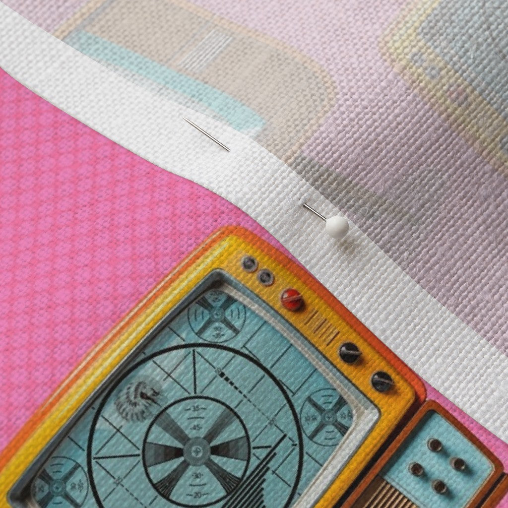 Retro TVs (Pink) Printed Fabric