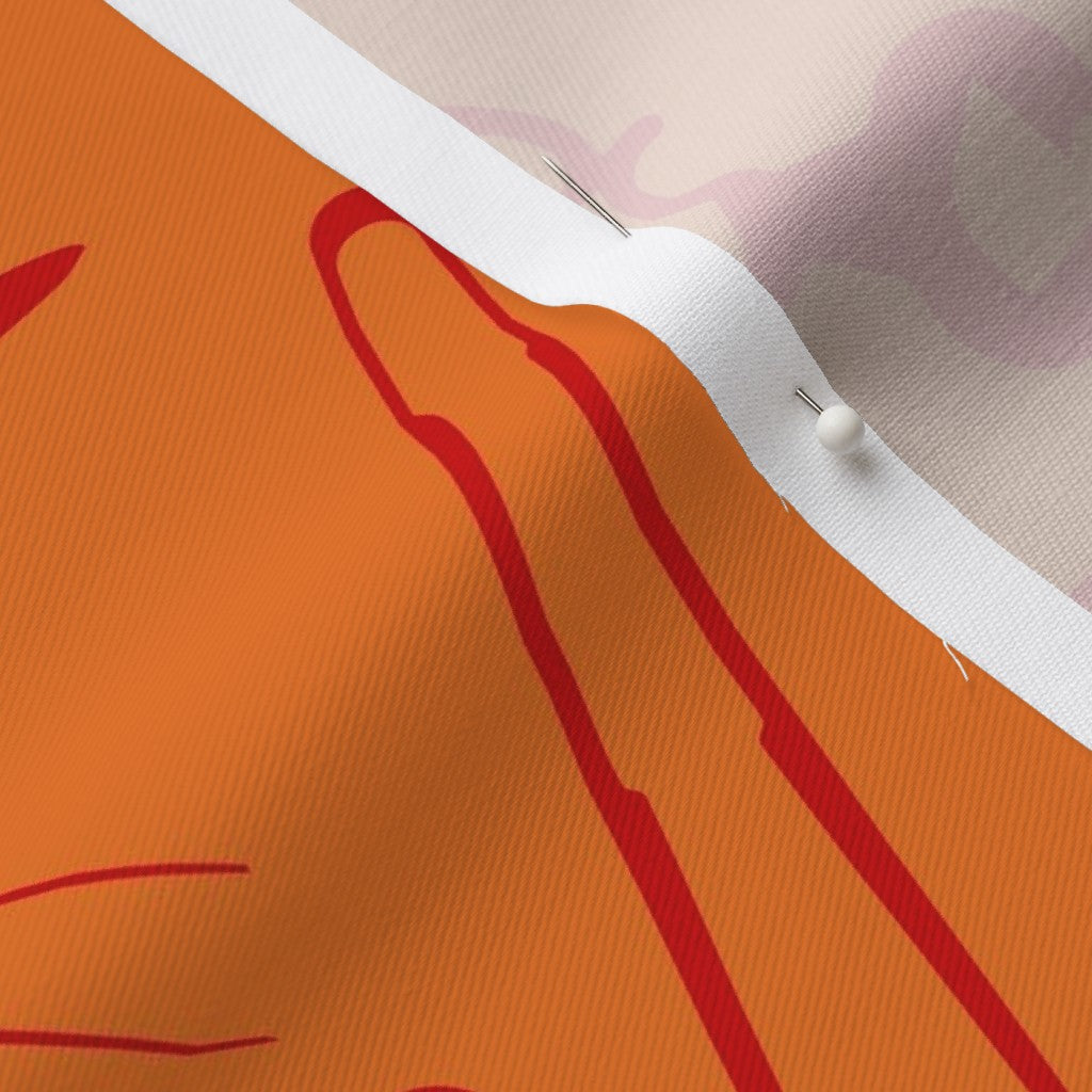 Glassblowing Tools OrangeLightweight Cotton Twill Printed Fabric by Studio Ten Design