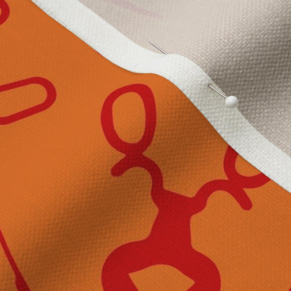 Glassblowing Tools OrangePerformance Linen Printed Fabric by Studio Ten Design
