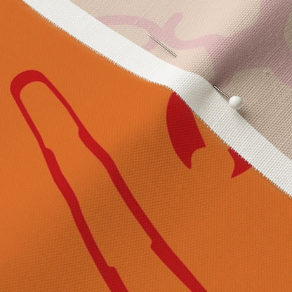Glassblowing Tools OrangeLinen Cotton Canvas Printed Fabric by Studio Ten Design