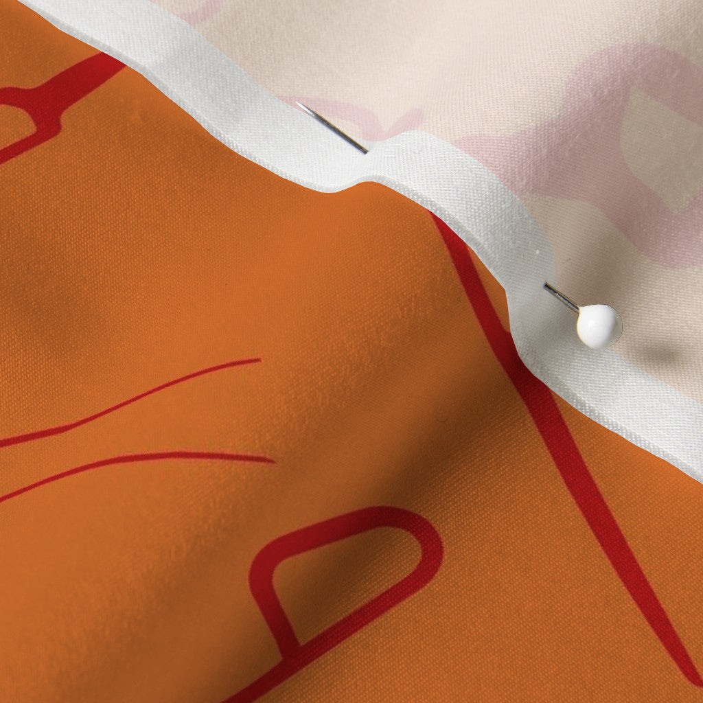 Glassblowing Tools OrangeCotton Silk Printed Fabric by Studio Ten Design