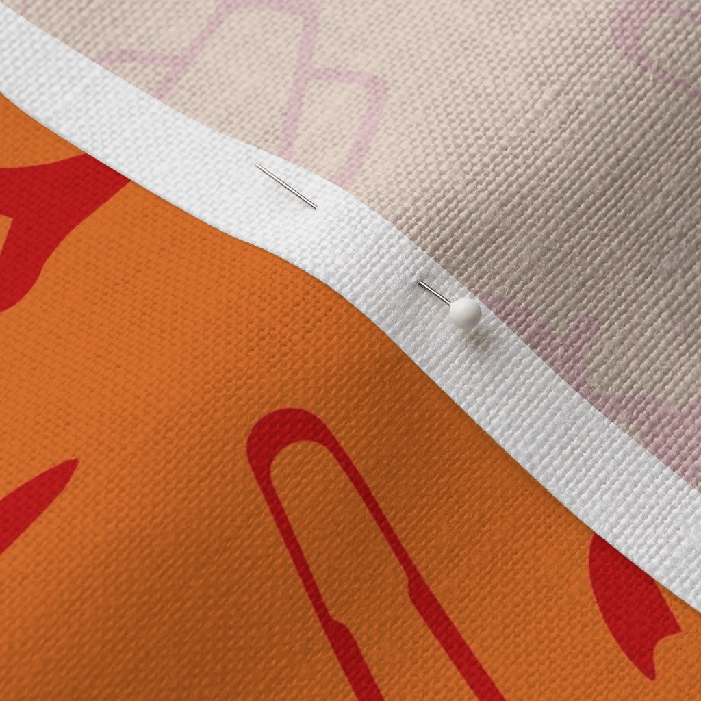 Glassblowing Tools OrangeBelgian Linen™ Printed Fabric by Studio Ten Design