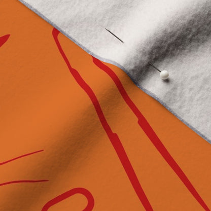 Glassblowing Tools OrangePerformance Velvet Printed Fabric by Studio Ten Design