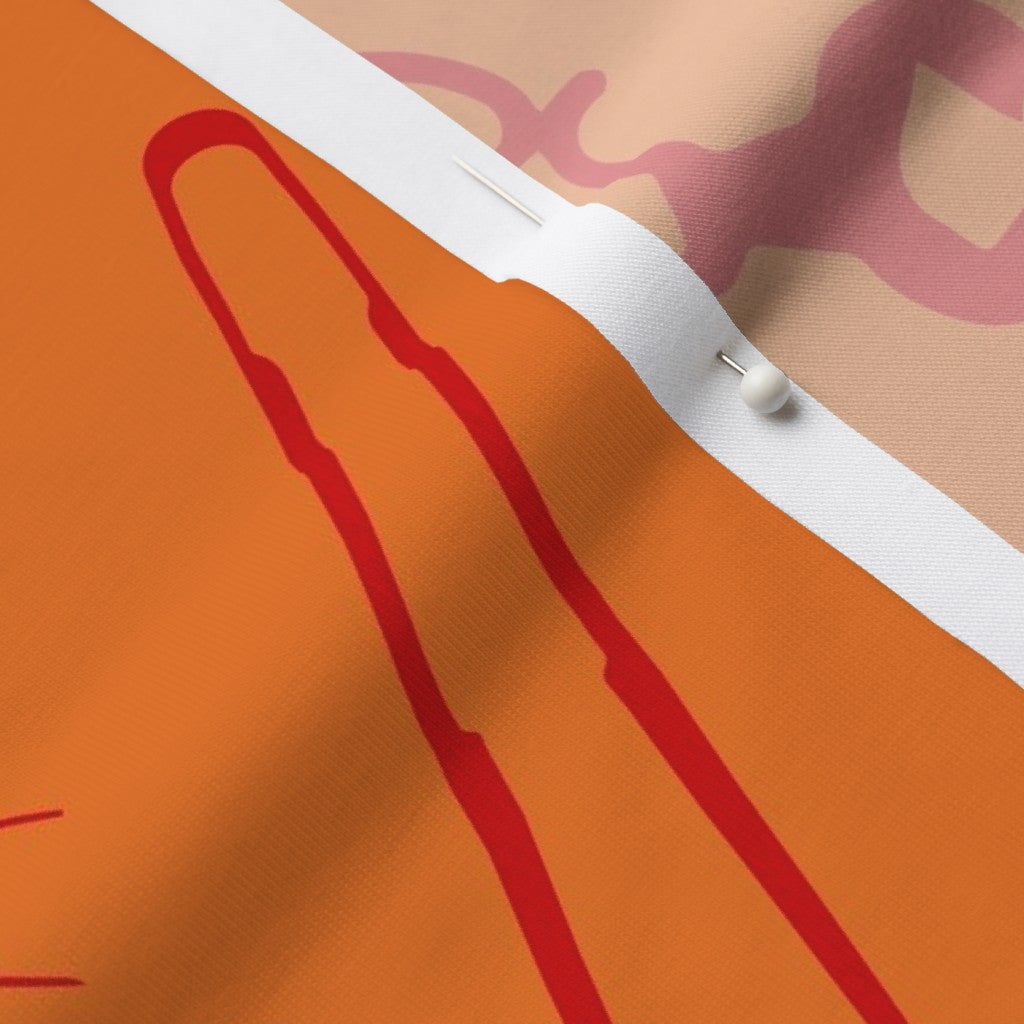 Glassblowing Tools OrangeModern Jersey Printed Fabric by Studio Ten Design