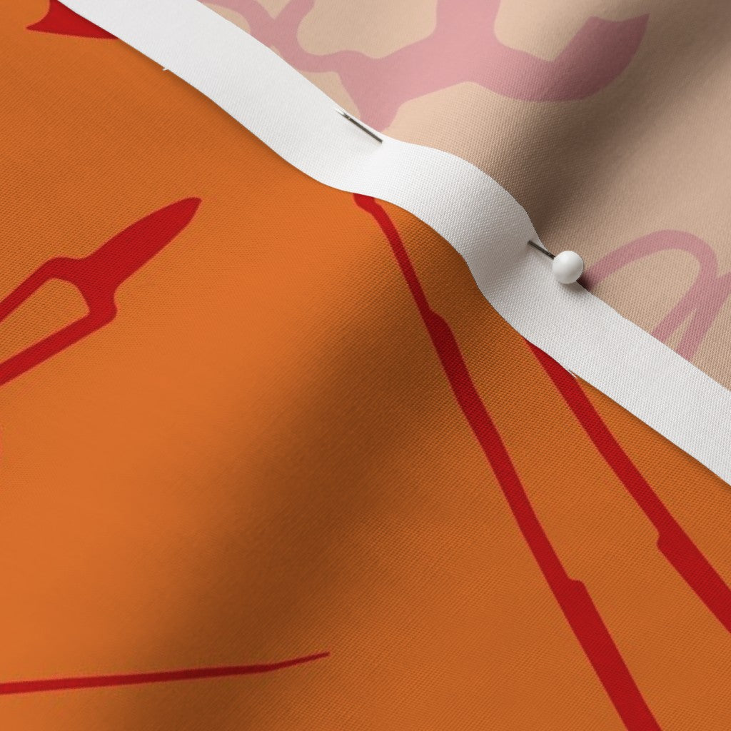 Glassblowing Tools OrangeCotton Poplin Printed Fabric by Studio Ten Design