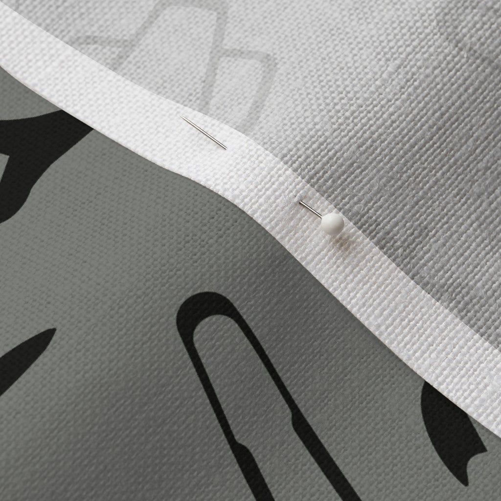 Glassblowing Tools Gray Belgian Linen™ Printed Fabric by Studio Ten Design