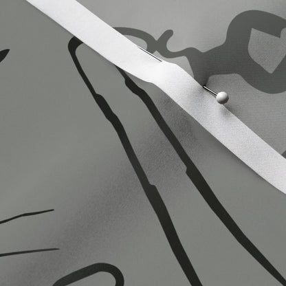 Glassblowing Tools Gray Satin Printed Fabric by Studio Ten Design