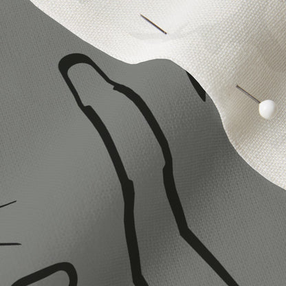 Glassblowing Tools Gray Essex Linen Printed Fabric by Studio Ten Design