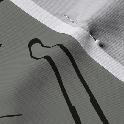 Glassblowing Tools Gray Dogwood Denim Printed Fabric by Studio Ten Design
