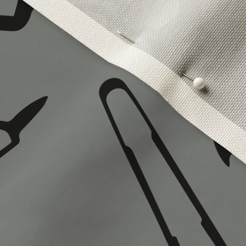 Glassblowing Tools Gray Celosia Velvet™ Printed Fabric by Studio Ten Design