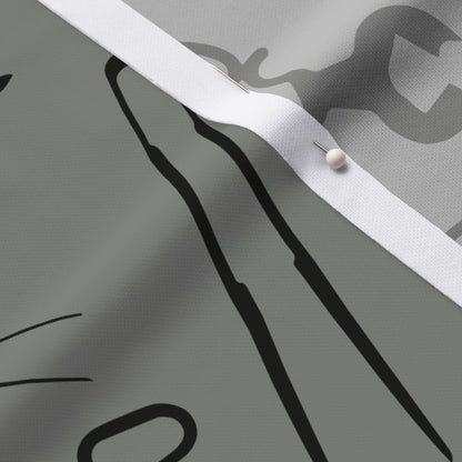Glassblowing Tools Gray Sport Piqué Printed Fabric by Studio Ten Design