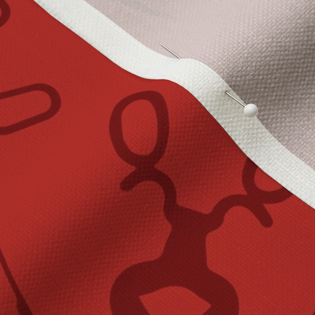 Glassblowing Tools Red Performance Linen Printed Fabric by Studio Ten Design