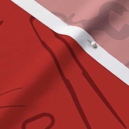 Glassblowing Tools Red Sport Piqué Printed Fabric by Studio Ten Design