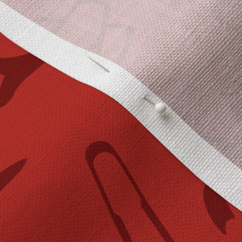 Glassblowing Tools Red Belgian Linen™ Printed Fabric by Studio Ten Design