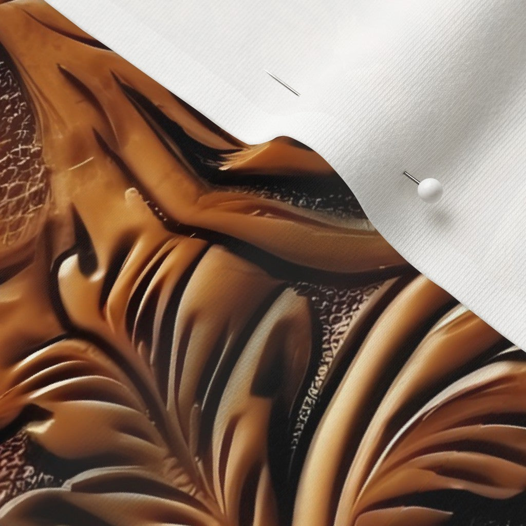 Tooled Leather Organic Cotton Knit Printed Fabric by Studio Ten Design