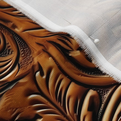 Tooled Leather Organic Sweet Pea Gauze Printed Fabric by Studio Ten Design