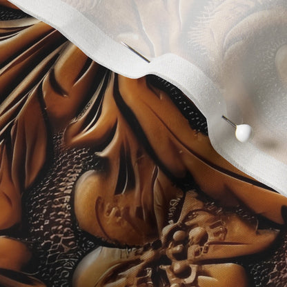 Tooled Leather Cotton Silk Printed Fabric by Studio Ten Design