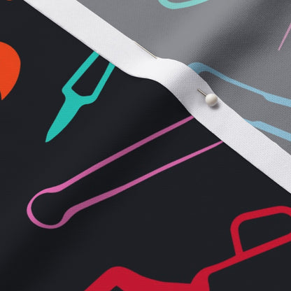 Glassblowing Tools Colorful Medium Sport Piqué Printed Fabric by Studio Ten Design