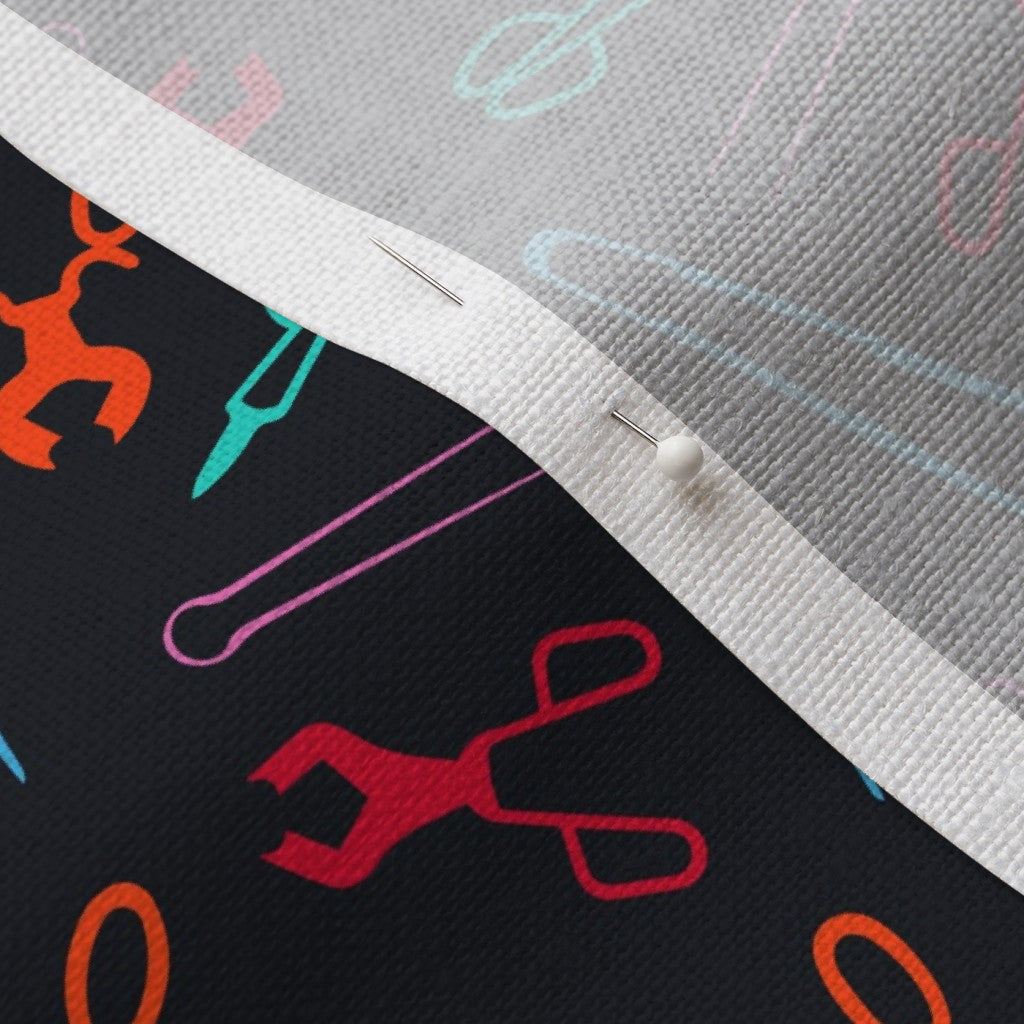 Glassblowing Tools Colorful Small Belgian Linen™ Printed Fabric by Studio Ten Design