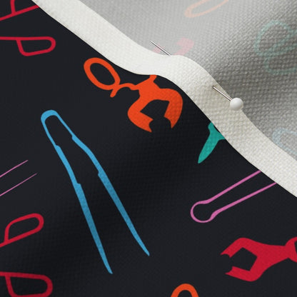 Glassblowing Tools Colorful Small Performance Linen Printed Fabric by Studio Ten Design