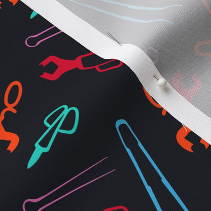 Glassblowing Tools Colorful Small Lightweight Cotton Twill Printed Fabric by Studio Ten Design