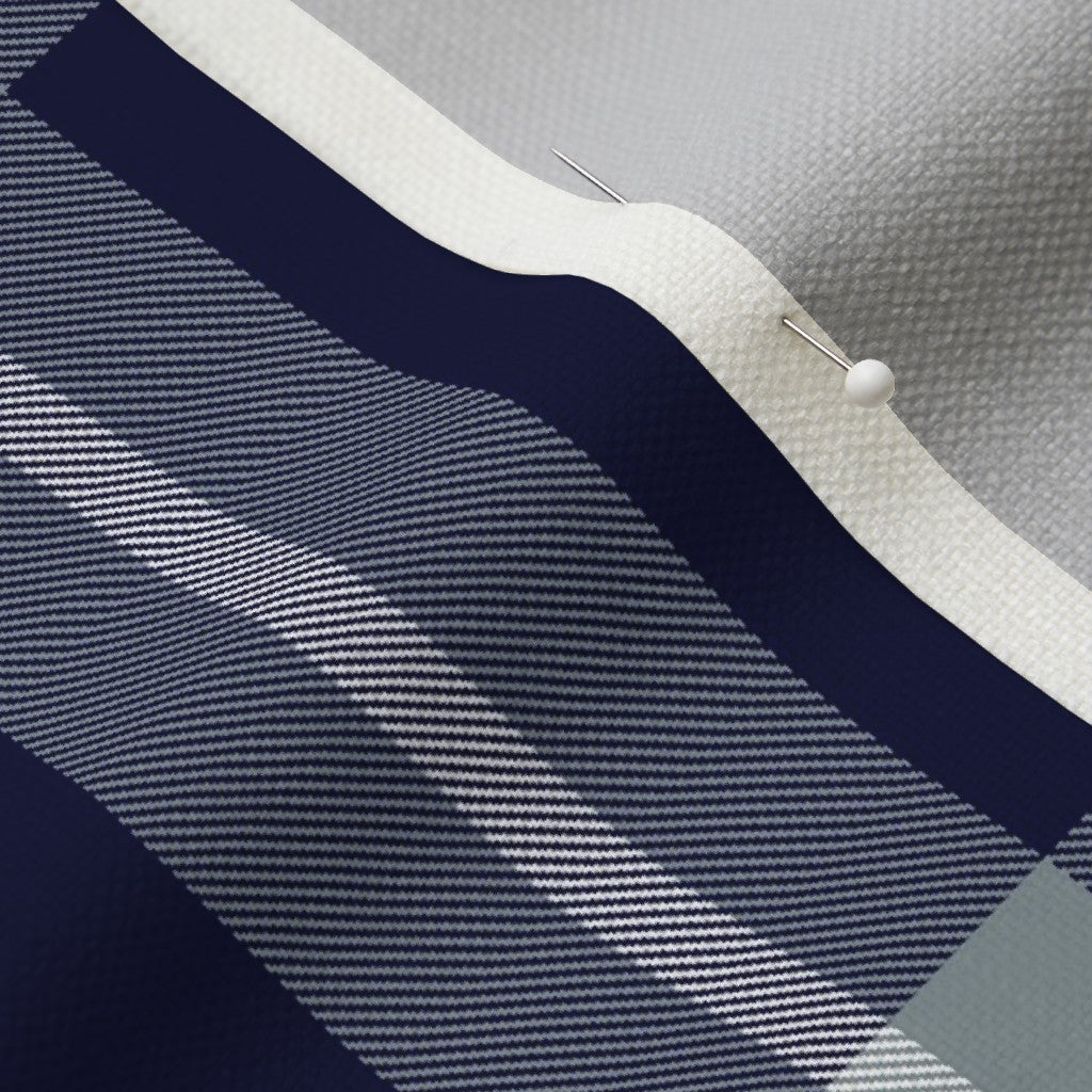 Dark Navy and Gray Dark Navy Performance Linen Printed Fabric by Studio Ten Design