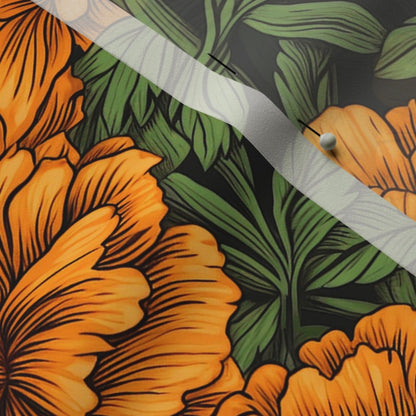 Marigolds Poly Crepe de Chine Printed Fabric by Studio Ten Design