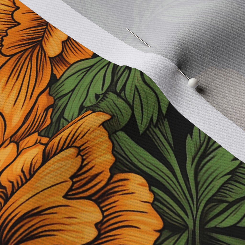 Marigolds Dogwood Denim Printed Fabric by Studio Ten Design