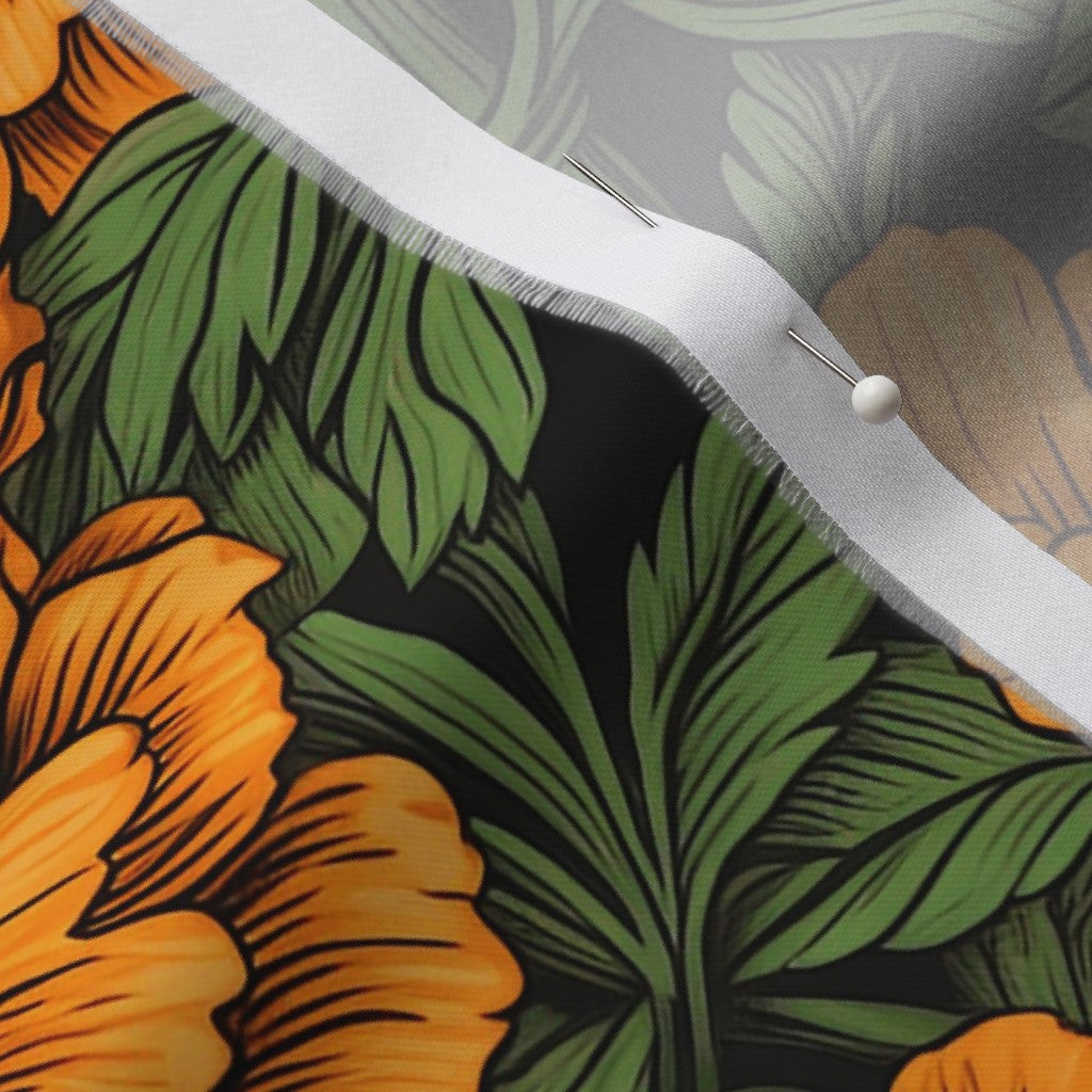 Marigolds Organic Cotton Sateen Printed Fabric by Studio Ten Design