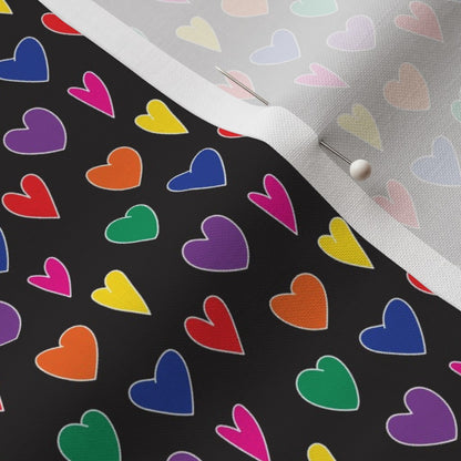 Mini Rainbow Hearts Black Petal Signature Cotton® Printed Fabric by Studio Ten Design