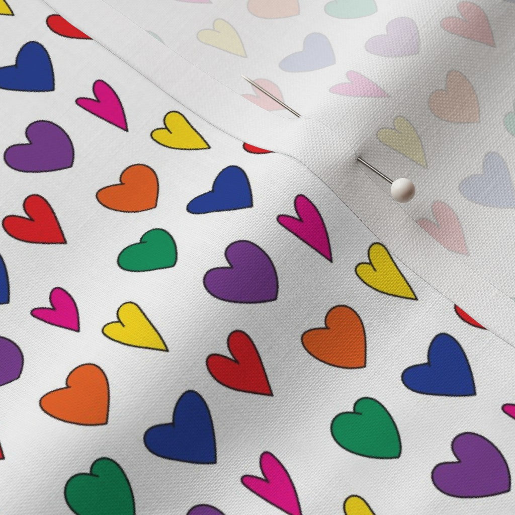 Mini Rainbow Hearts WhitePetal Signature Cotton® Printed Fabric by Studio Ten Design