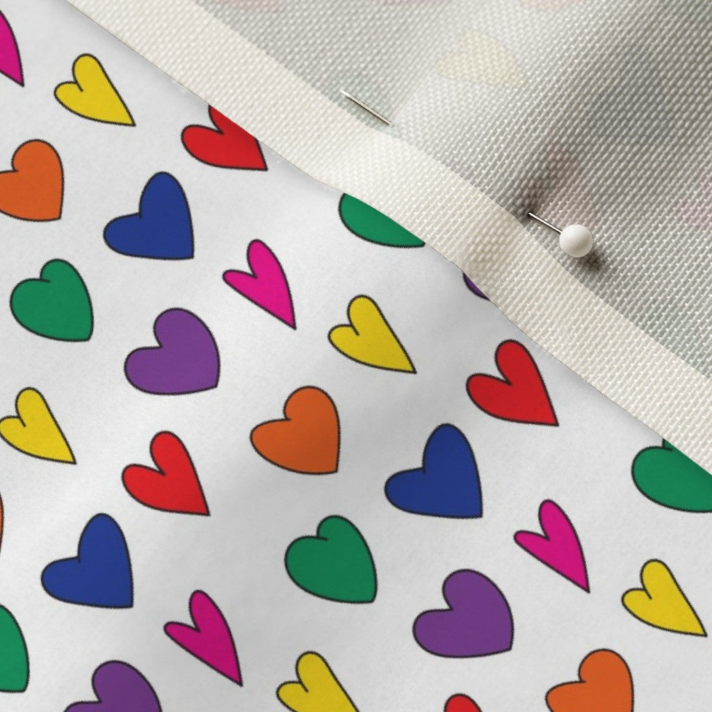 Mini Rainbow Hearts WhiteCelosia Velvet™ Printed Fabric by Studio Ten Design