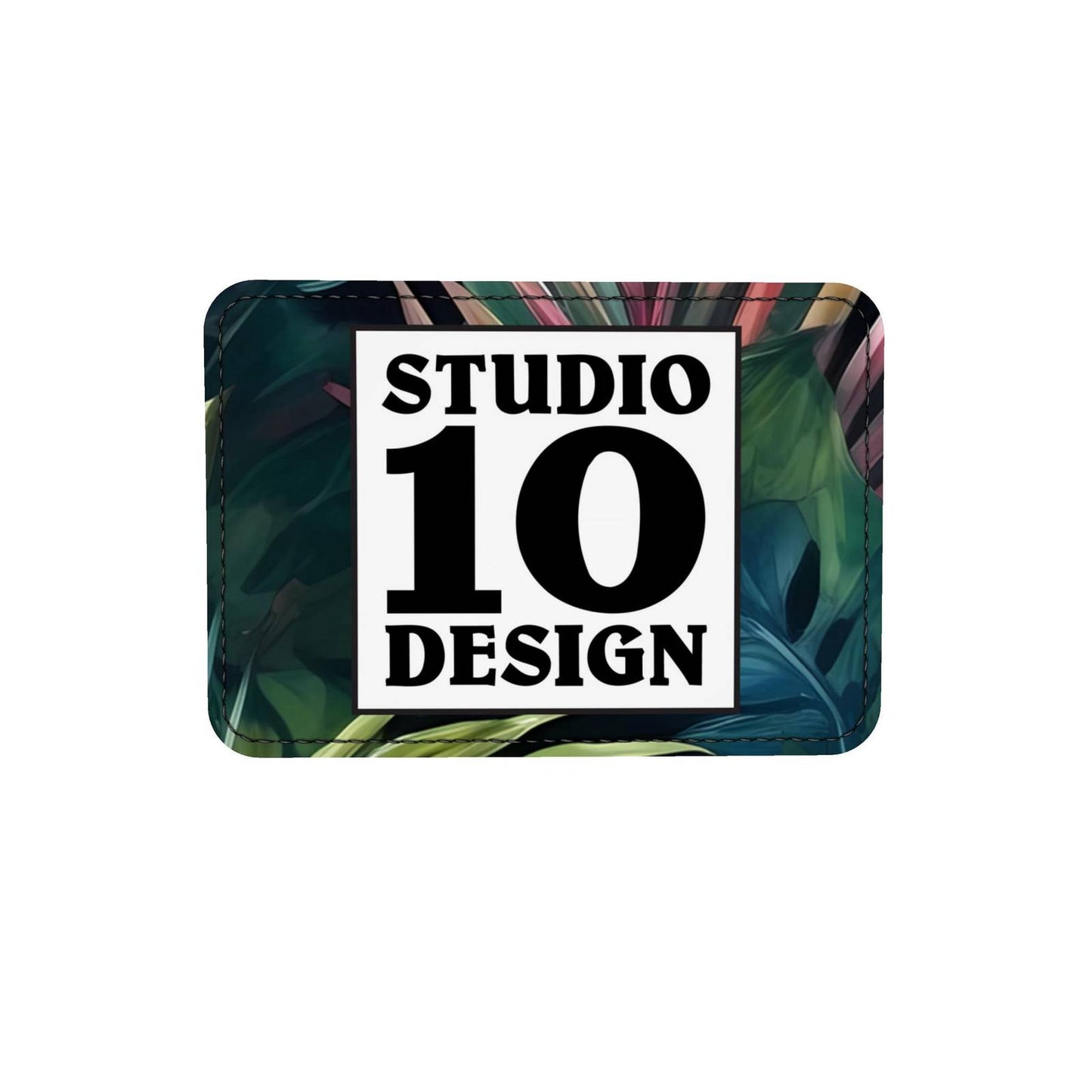 Tropical Jungle (Dark 1) Leather Tote Brand Tag by Studio Ten Design