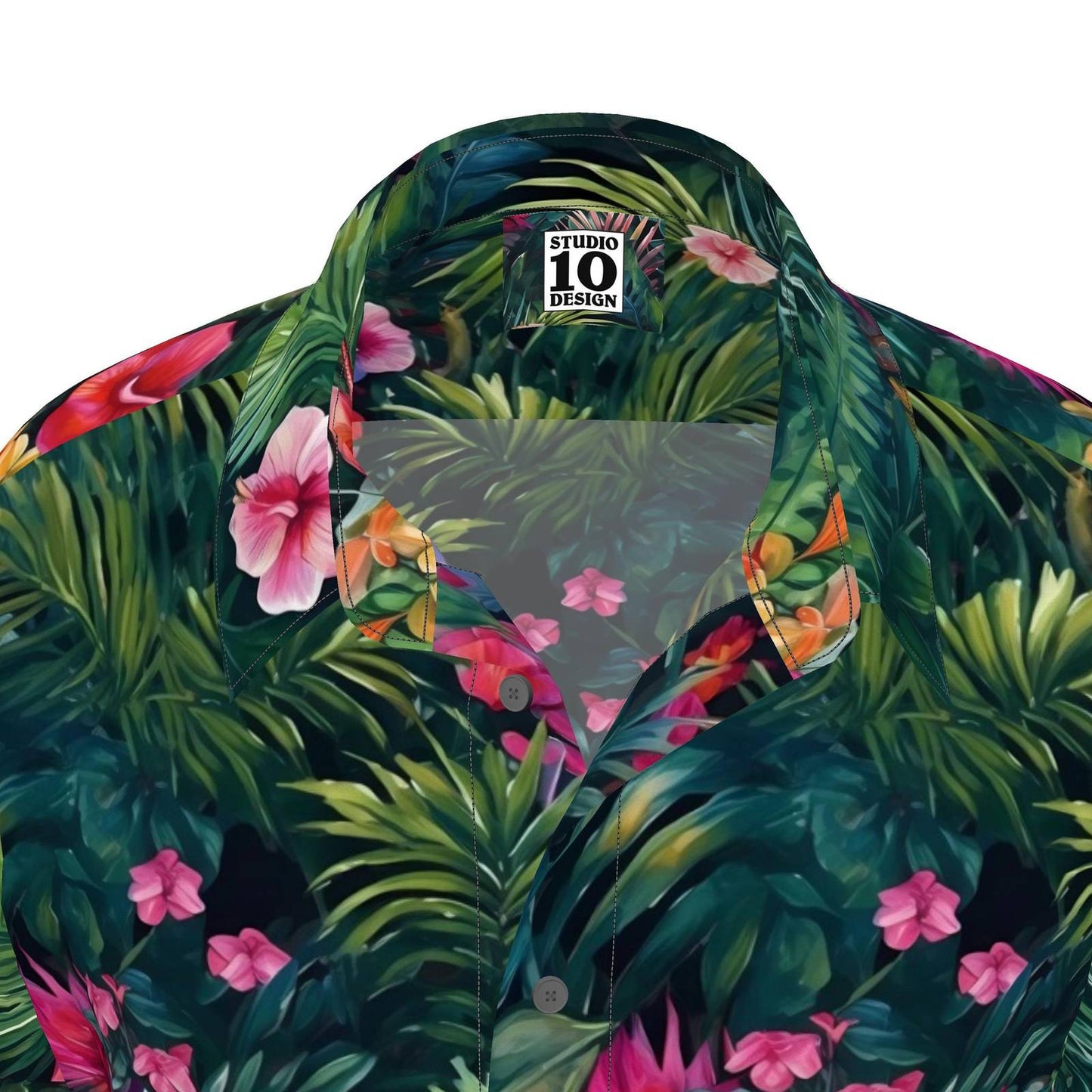 Tropical Jungle (Dark 1) Short Sleeve Button-down Shirt