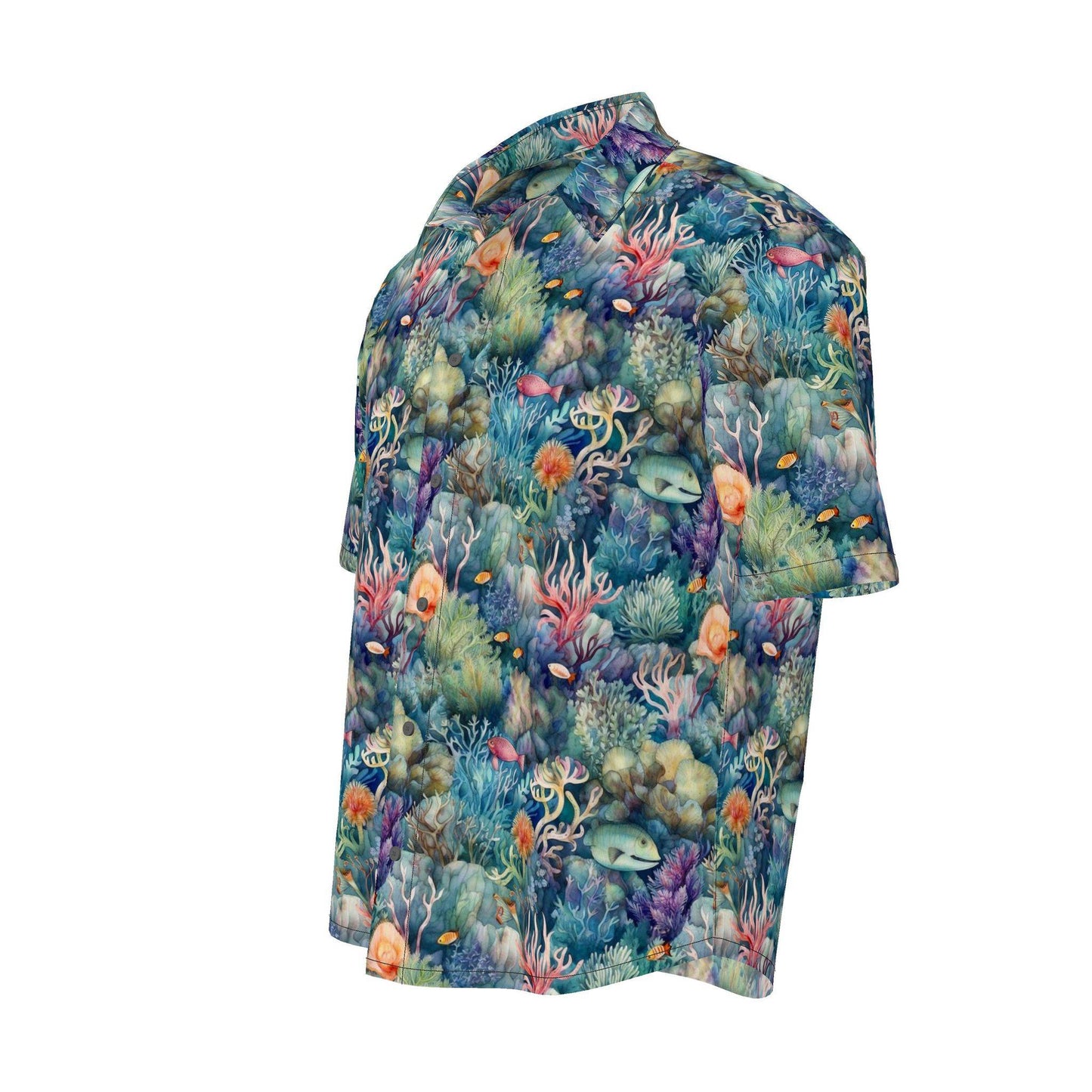 Watercolor Reef Short Sleeve Button-down Shirt by Studio Ten Design