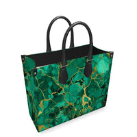 Faux Malachite & Gold Leather Shopper Tote