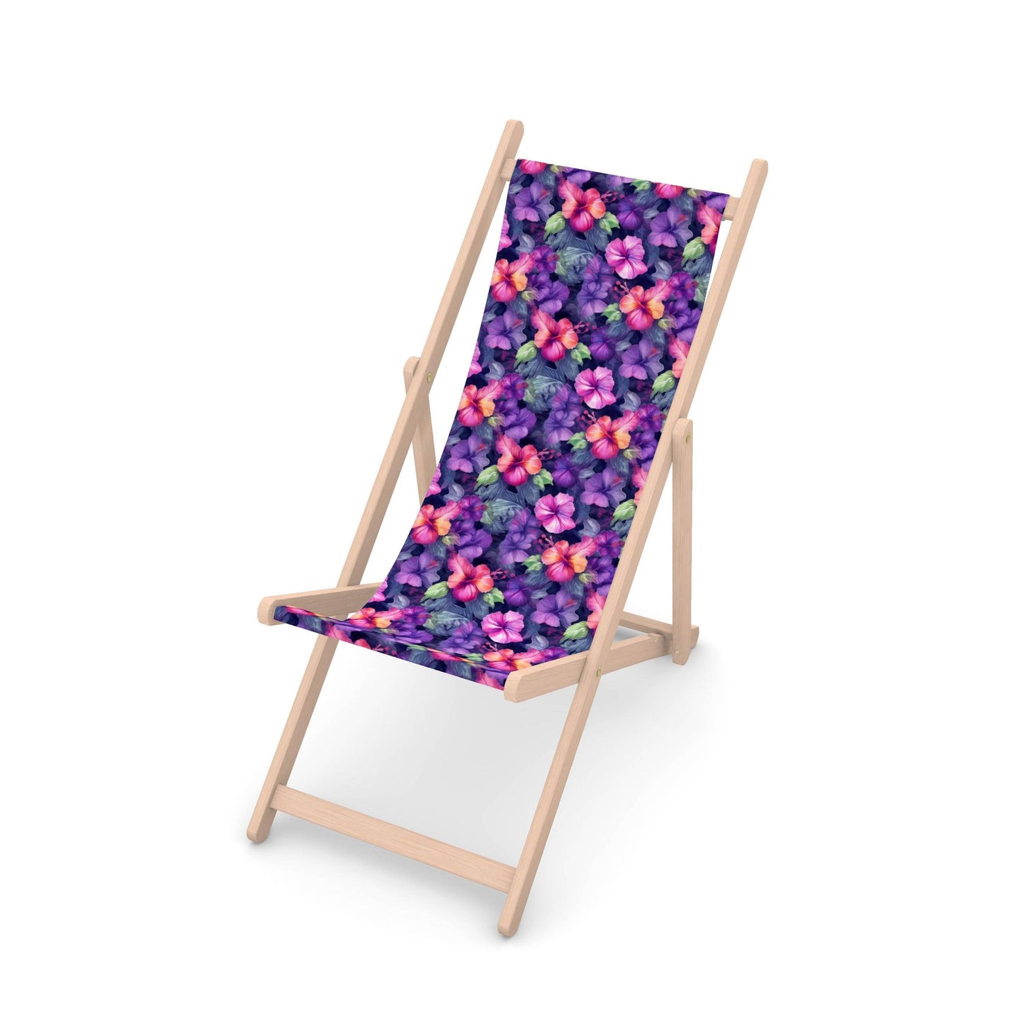 Watercolor Hibiscus (Dark #1) Deck Chair