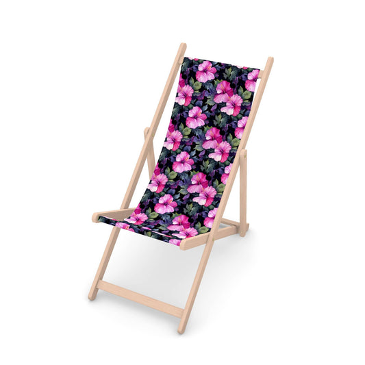 Watercolor Hibiscus (Dark #3) Deck Chair